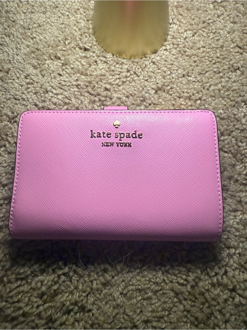 kate spade New York Pink Saffiano Leather Wallet with Gold Logo